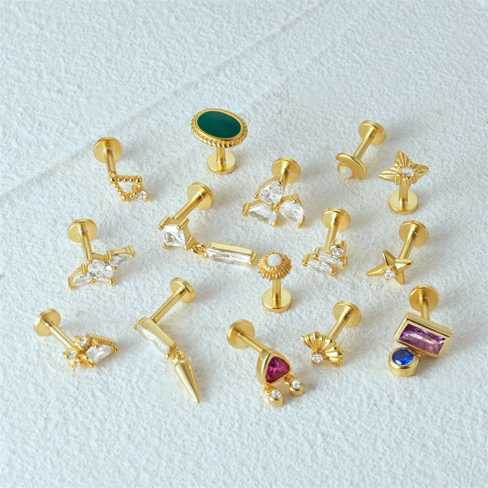 925 Silver Opal CZ Piercing Earring For Ear Piercing - Image 2