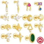 925 Silver Opal CZ Piercing Earring For Ear Piercing