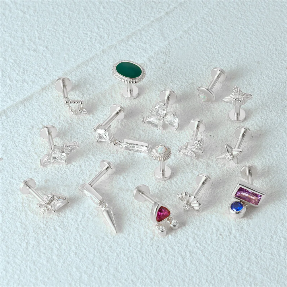 925 Silver Opal CZ Piercing Earring For Ear Piercing - Image 3