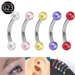 ASTM F136 Titanium Pearl Eyebrow Ring For Eyebrow Piercing