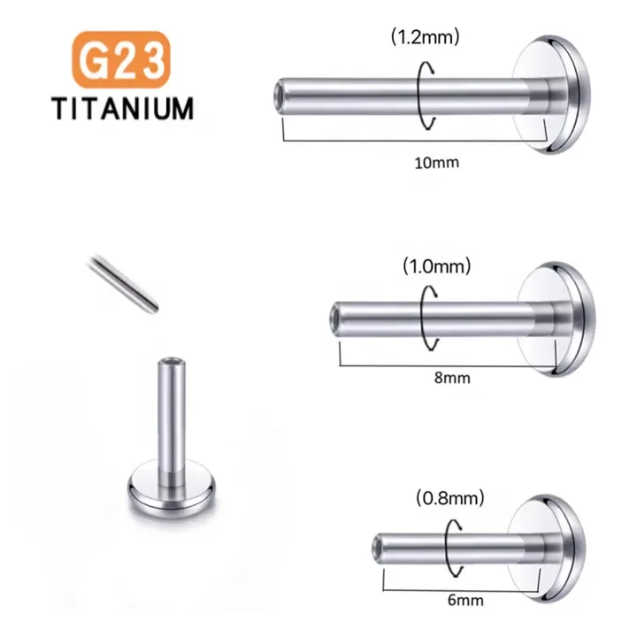 ASTM F136 Titanium 18G Labret Stud For Lip Or Cartilage Piercing - Image 3