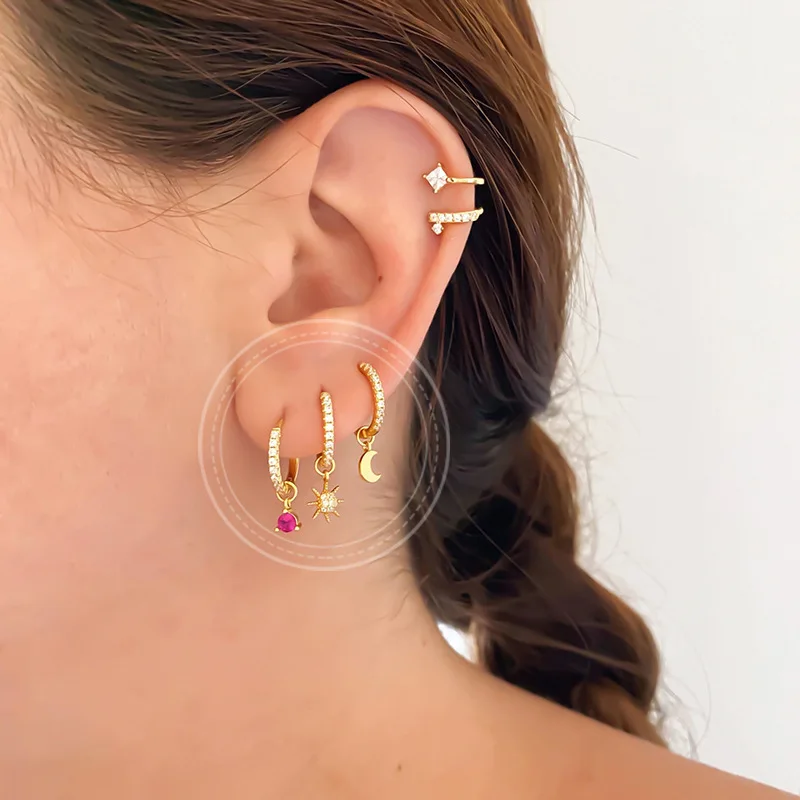 316L Surgical Steel CZ Piercing Earring For Ear Piercing - Image 2