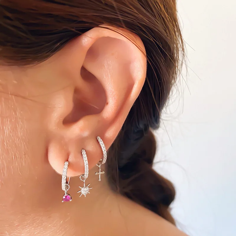 316L Surgical Steel CZ Piercing Earring For Ear Piercing - Image 3