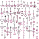316L Surgical Steel CZ Heart Belly Button Ring For Navel Piercing