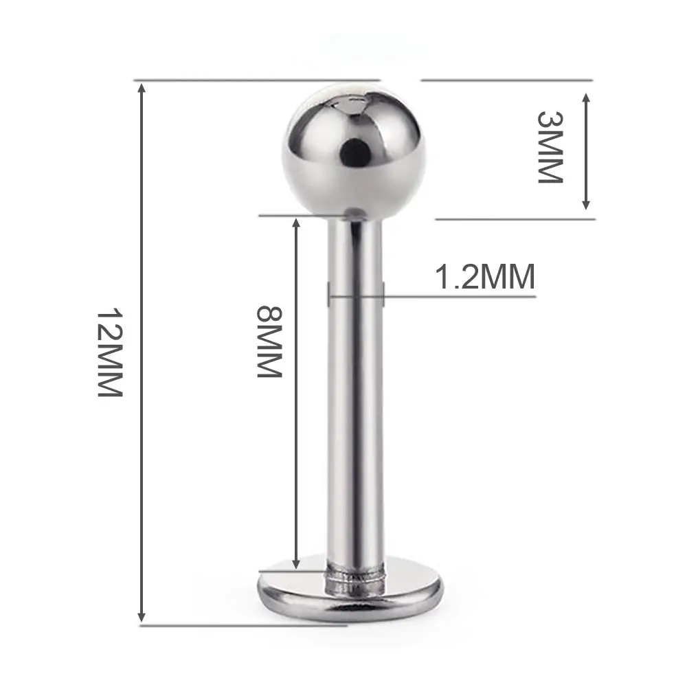 ASTM F136 Titanium Externally Threaded Labret Stud For Lip Or Cartilage Piercing - Image 2