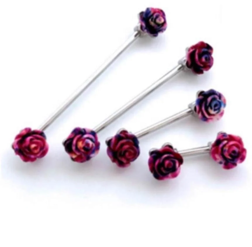 316L Surgical Steel Butterfly Flower Industrial Barbell For Industrial Piercing