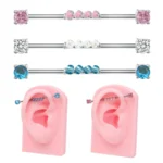 316L Surgical Steel CZ Industrial Barbell For Industrial Piercing
