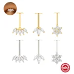 925 Silver CZ Flat Back Stud For Cartilage, Helix Or Lip Piercing