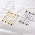 316L Surgical Steel 14G CZ Cross Industrial Barbell For Industrial Piercing
