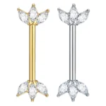 ASTM F136 Titanium 14G CZ Marquise Nipple Ring For Nipple Piercing