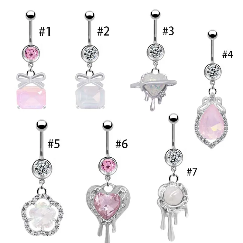 316L Surgical Steel 14G Belly Button Ring For Navel Piercing - Image 2