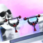 316L Surgical Steel 14G Skull Nipple Ring For Nipple Piercing