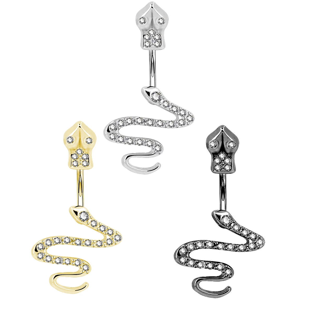 316L Surgical Steel 14G Snake Belly Button Ring For Navel Piercing