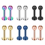 316L Surgical Steel 16G Labret Stud For Lip Or Cartilage Piercing