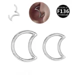 ASTM F136 Titanium 16G Moon Segment Clicker Ring For Septum Or Nose Piercing