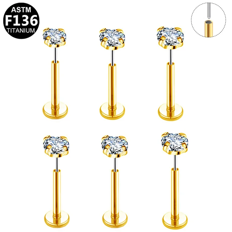 ASTM F136 Titanium 16G Labret Stud For Lip Or Cartilage Piercing