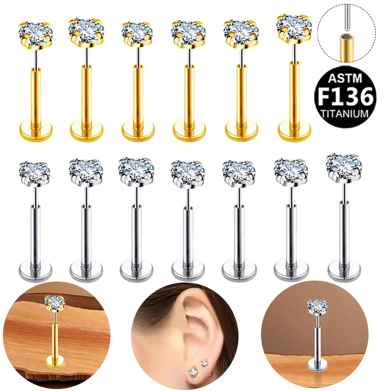 ASTM F136 Titanium 16G Labret Stud For Lip Or Cartilage Piercing - Image 2