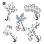 ASTM F136 Titanium 16G Moon Internally Threaded Labret Stud For Lip, Cartilage Or Tragus Piercing