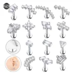 ASTM F136 Titanium 16G Moon Internally Threaded Labret Stud For Lip, Cartilage Or Tragus Piercing