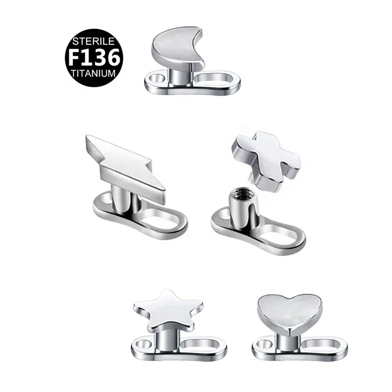 ASTM F136 Titanium 16G Heart Cross Dermal Anchor For Dermal Piercing