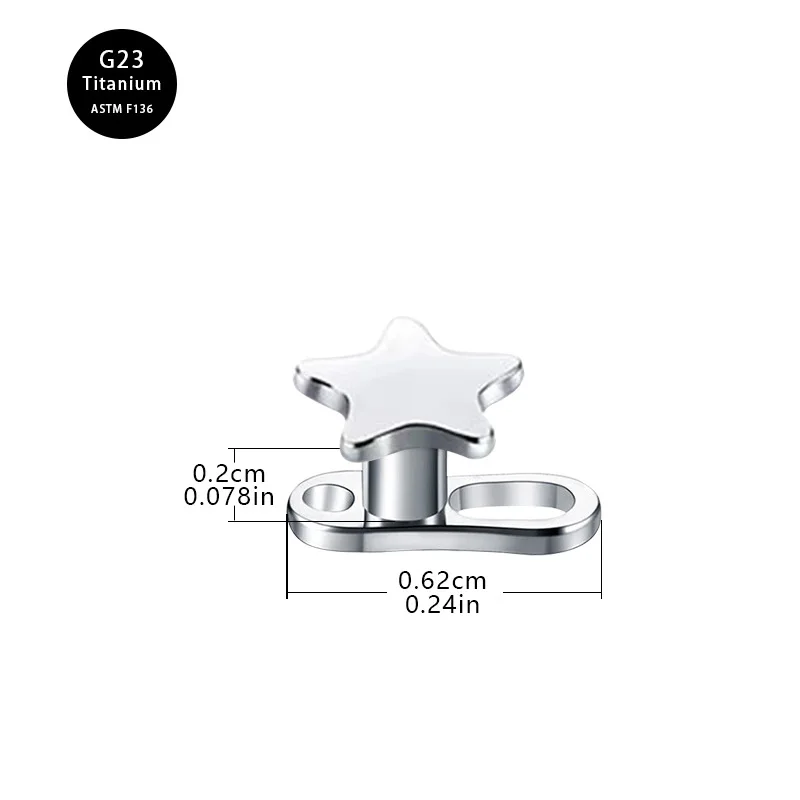 ASTM F136 Titanium 16G Heart Cross Dermal Anchor For Dermal Piercing - Image 2