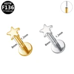 ASTM F136 Titanium 16G Heart Moon Labret Stud For Lip Or Cartilage Piercing