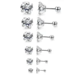 ASTM F136 Titanium 16G CZ Externally Threaded Labret Stud For Lip Or Cartilage Piercing