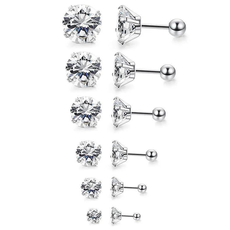 ASTM F136 Titanium 16G CZ Externally Threaded Labret Stud For Lip Or Cartilage Piercing