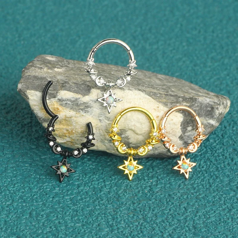 316L Surgical Steel 16G Star Nose Ring For Nose Piercing - Image 2