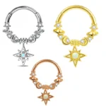 316L Surgical Steel 16G Star Nose Ring For Nose Piercing