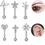 316L Surgical Steel 16G Flower Eyebrow Ring For Eyebrow Piercing