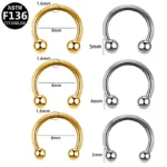 ASTM F136 Titanium 16G Horseshoe Ring For Septum, Ear Or Lip Piercing