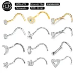 ASTM F136 Titanium 20G CZ Nose Stud For Nose Piercing