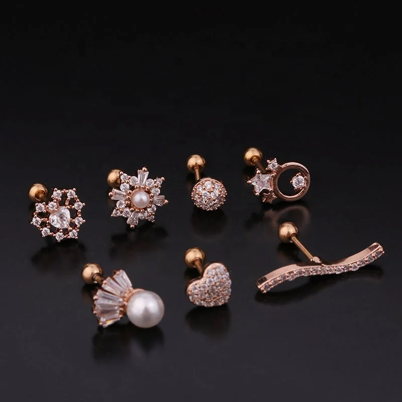 316L Surgical Steel CZ Heart Barbell - Image 2