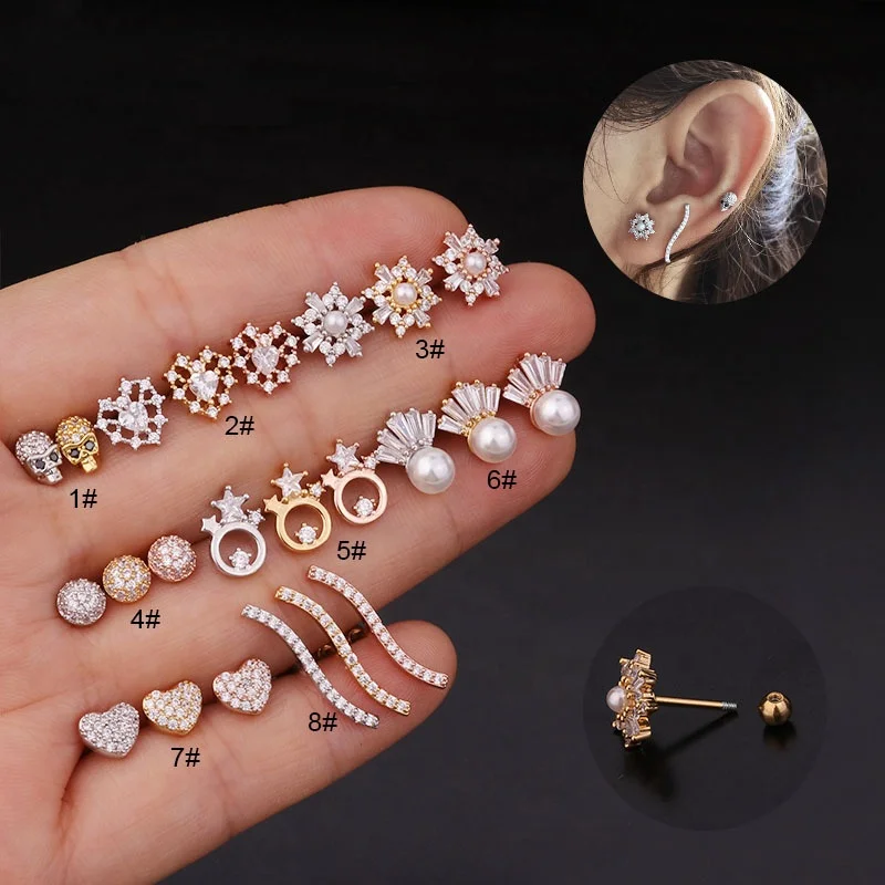 316L Surgical Steel CZ Heart Barbell
