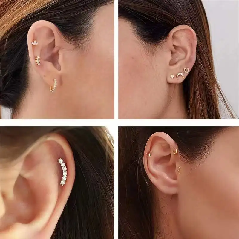 925 Silver Butterfly Heart Cartilage Stud For Cartilage Or Helix Piercing - Image 2