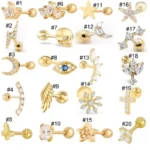 925 Silver Butterfly Heart Cartilage Stud For Cartilage Or Helix Piercing