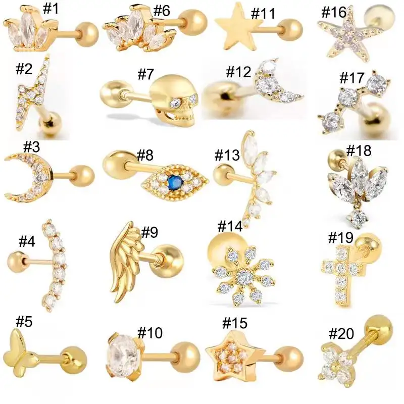 925 Silver Butterfly Heart Cartilage Stud For Cartilage Or Helix Piercing