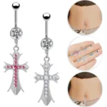 316L Surgical Steel Cross Belly Button Ring For Navel Piercing