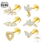 316L Surgical Steel CZ Piercing Earring For Ear Piercing