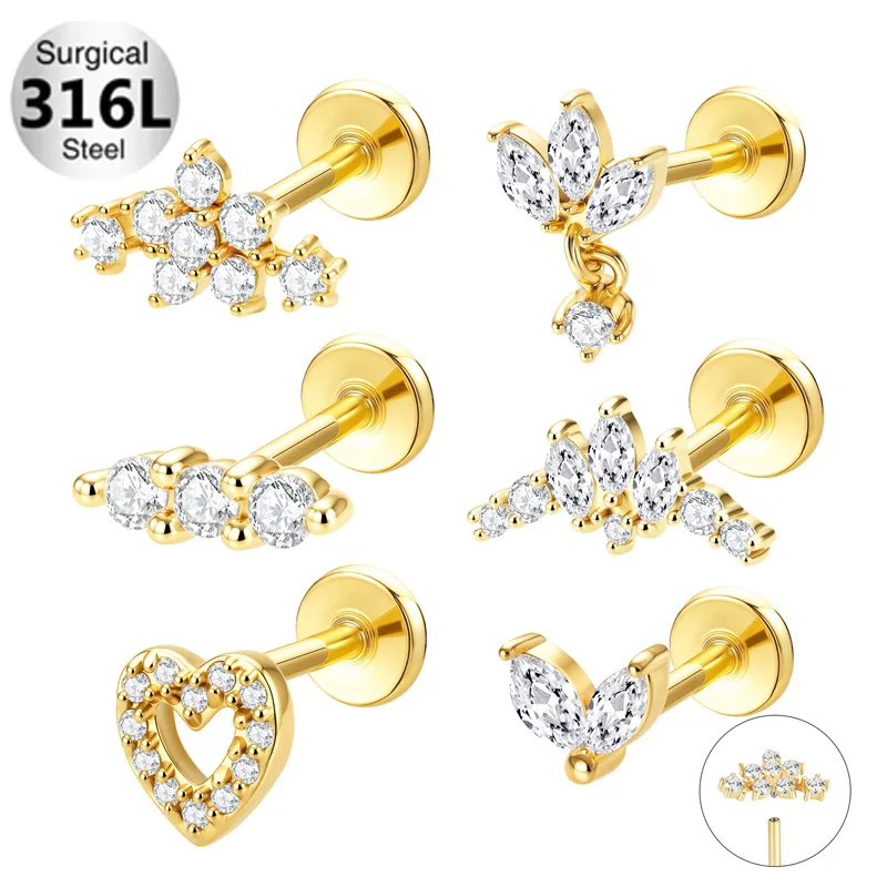 316L Surgical Steel CZ Piercing Earring For Ear Piercing