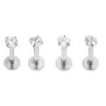316L Surgical Steel CZ Labret Stud For Lip Or Cartilage Piercing