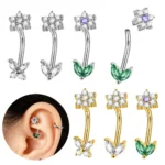 316L Surgical Steel Flower Eyebrow Ring For Eyebrow Piercing