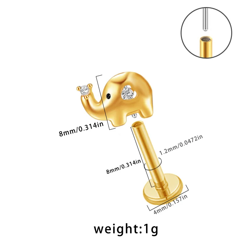 316L Surgical Steel Threadless Labret Stud For Lip, Cartilage Or Tragus Piercing - Image 2