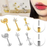 316L Surgical Steel Threadless Labret Stud For Lip, Cartilage Or Tragus Piercing