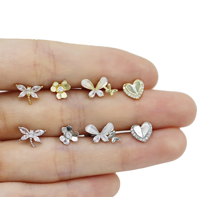 316L Surgical Steel Butterfly Heart Threadless Labret Stud For Lip, Cartilage Or Tragus Piercing - Image 2