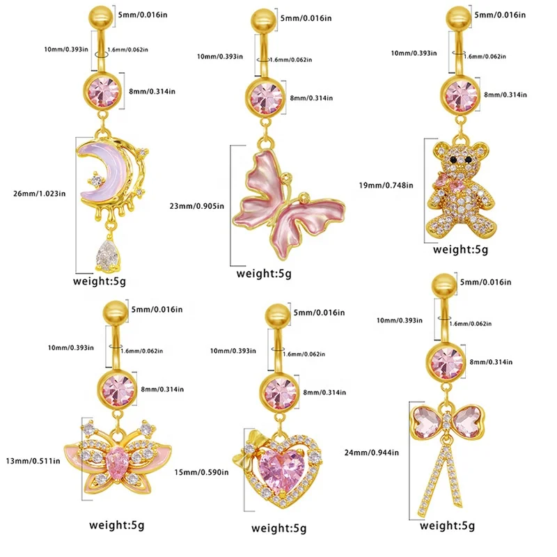 316L Surgical Steel CZ Crystal Piercing Jewelry - Image 2