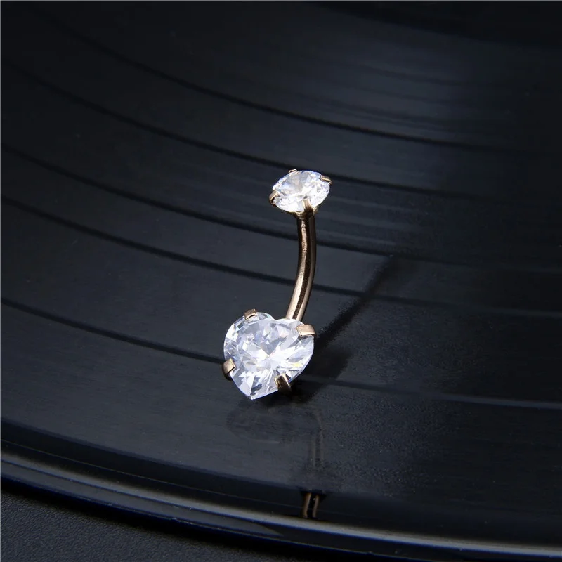 316L Surgical Steel CZ Belly Button Ring For Navel Piercing - Image 2