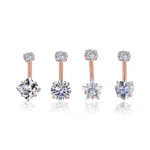 316L Surgical Steel CZ Belly Button Ring For Navel Piercing