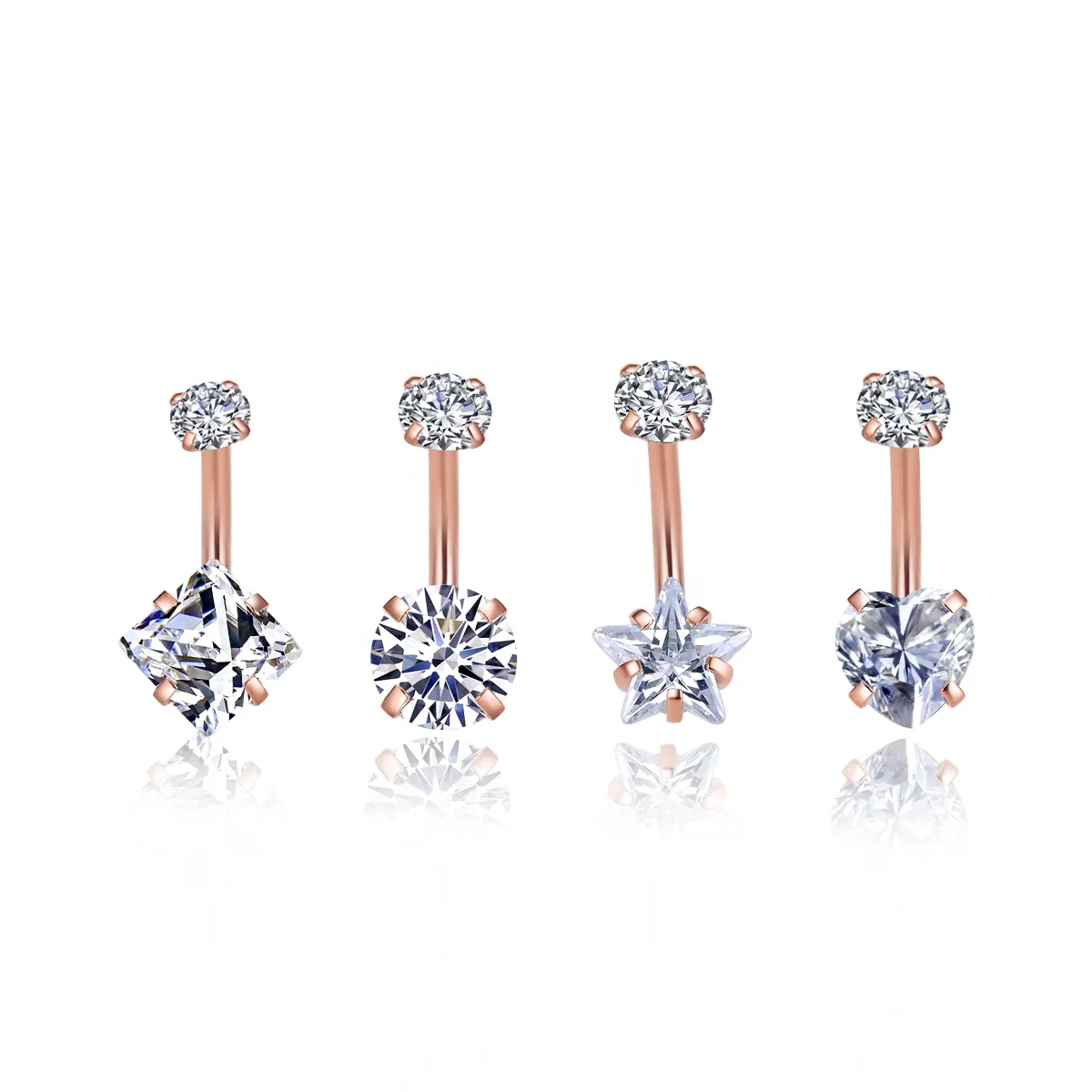 316L Surgical Steel CZ Belly Button Ring For Navel Piercing